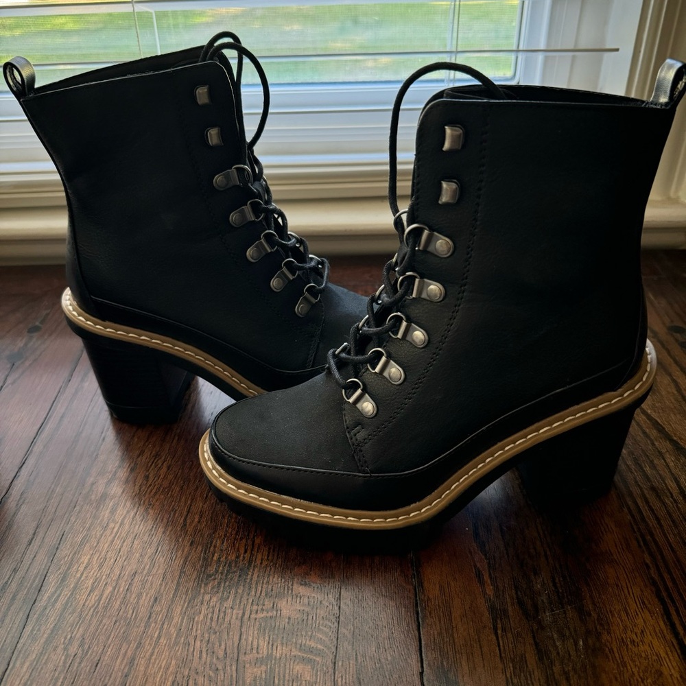 Black Lace-Up Ankle Boots